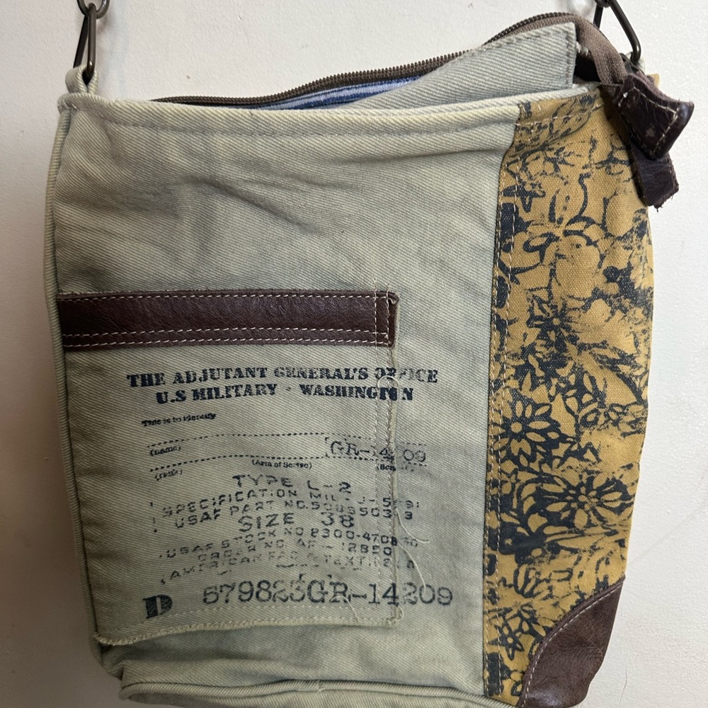 Chloe & Lex military like crossbody tote